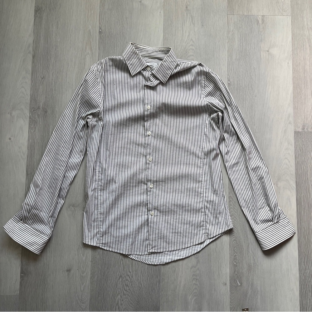 ZARA SHIRT WHITE STRIPE POPLIN BUTTON LONG SLEEVE MENS MEDIUM